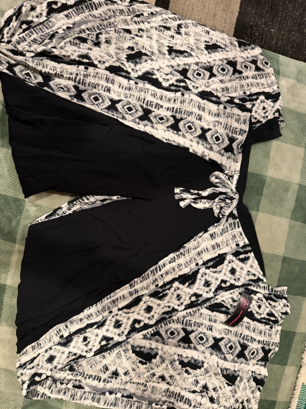Black and White Patterned Wrap Skirt